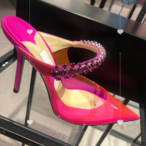 Fashi Glow Rhinestone Transparent Stiletto Heels Crystal-Clear Glamour for Parties