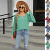 Fashi Glow Solid Color Loose Long Sleeve T-Shirt  Casual Women’s Top for Everyday