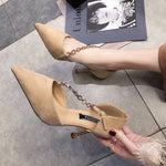 Fashi Glow Suede Rhinestone Pointed Stiletto Sandals – Elegant High Heels for Women