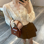 Fashi Glow Elegant Korean Blouse  Classy Temperament Long Sleeve Top for Women’s