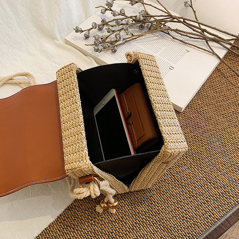 Fashi Glow Fashion Box Rattan Women Handbag