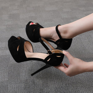 Fashi Glow Fish Mouth Platform Stiletto Sandals Women's High Heels for Elegant Style,