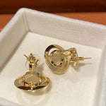 Gold Inlaid Color Pickaxe Stone Earth Planet Earrings Classic Crystal Ball Earrings