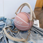 Fashi Glow Basketball Shape Handbag Women’s PU Leather Crossbody Purse