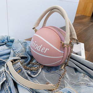 Fashi Glow Basketball Shape Handbag Women’s PU Leather Crossbody Purse