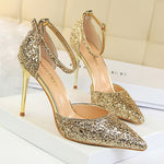 Fashi Glow Sequin Stiletto High Heel Sandals  Sparkling Party Heels for Women, Perfect for Weddings