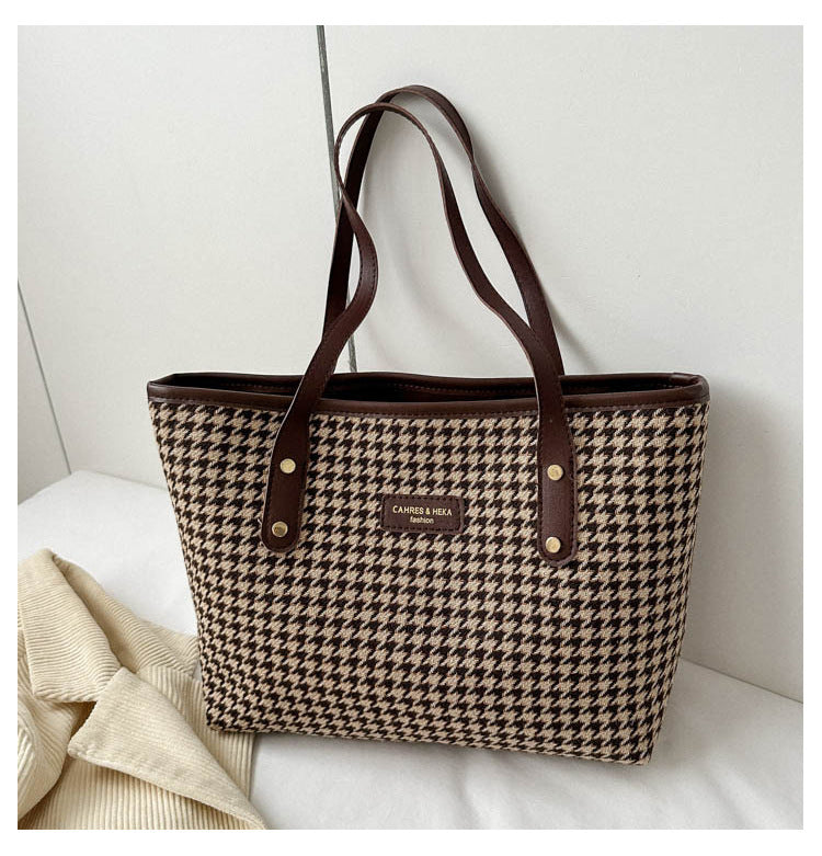 Fashi Glow Houndstooth Shoulder Bag  Women’s Winter Fashion