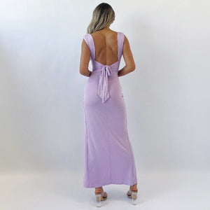 Fashi Glow Slim Sleeveless Slit Dress  Back Tie Design for Elegant Women’s Fashion
