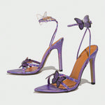 Fashi Glow Butterfly Pointed,Toe Stiletto Sandals  Elegant 3D Winged Heels for Weddings