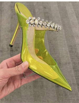 Fashi Glow Rhinestone Transparent Stiletto Heels Crystal-Clear Glamour for Parties
