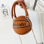 Fashi Glow Basketball Shape Handbag Women’s PU Leather Crossbody Purse