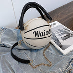 Fashi Glow Basketball Shape Handbag Women’s PU Leather Crossbody Purse