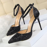 Fashi Glow Sequin Stiletto High Heel Sandals  Sparkling Party Heels for Women, Perfect for Weddings