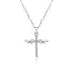 Angel Wings Cross Pendant Necklace For Woman With O Type Stainless Steel Chain Necklace Jewelry Gift