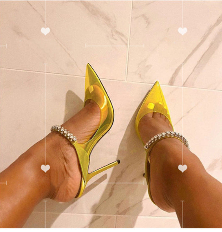 Fashi Glow Rhinestone Transparent Stiletto Heels Crystal-Clear Glamour for Parties