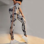 Fashi Glow Hollow Tie-Dye Yoga Pants – High Waist Butt Lift Seamless Fitness & Gym