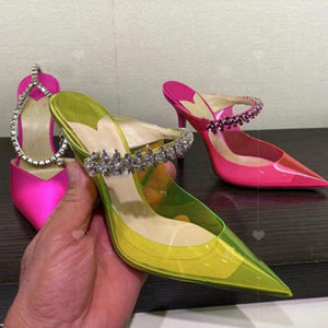 Fashi Glow Rhinestone Transparent Stiletto Heels Crystal-Clear Glamour for Parties