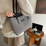 Fashi Glow Houndstooth Shoulder Bag  Women’s Winter Fashion