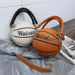 Fashi Glow Basketball Shape Handbag Women’s PU Leather Crossbody Purse