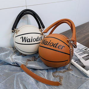 Fashi Glow Basketball Shape Handbag Women’s PU Leather Crossbody Purse