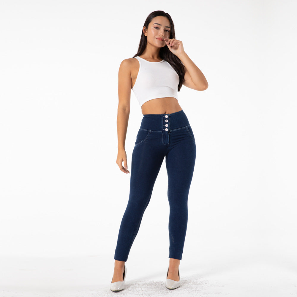 Fashi Glow Four-Button Fitness Jeans – Butt Lifting High Waist Denim for Women’s Active & Casual Style