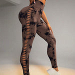 Fashi Glow Hollow Tie-Dye Yoga Pants – High Waist Butt Lift Seamless Fitness & Gym