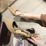 Fashi Glow Suede Rhinestone Pointed Stiletto Sandals – Elegant High Heels for Women