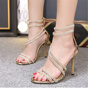 Fashi Glow Rhinestone Stiletto Heels Sparkling High Heels for Women, Elegant Party Shoes for Weddings