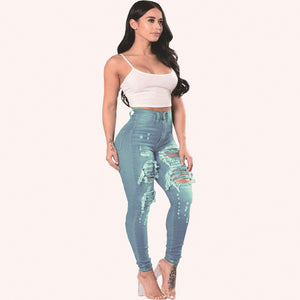 Fashi Glow Ripped Skinny Jeans for Women High-Waist Stretch Denim Pants
