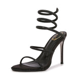 Fashi Glow Rhinestone Ankle-Strap Stiletto Sandals Elegant High Heels for Women, Sparkling Style for Parties