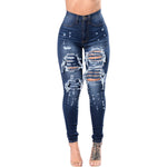 Fashi Glow Ripped Skinny Jeans for Women High-Waist Stretch Denim Pants