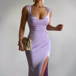 Fashi Glow Slim Sleeveless Slit Dress  Back Tie Design for Elegant Women’s Fashion