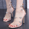Fashi Glow Rhinestone Butterfly Transparent Stiletto Sandals
