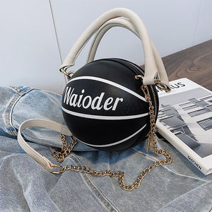 Fashi Glow Basketball Shape Handbag Women’s PU Leather Crossbody Purse