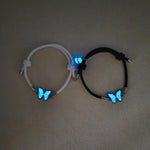 Fashion Blue Luminous Butterfly Necklace Bracelet Set For Glow In The Dark Women Clavicle Chain Choker Party Jewelry Set Gift