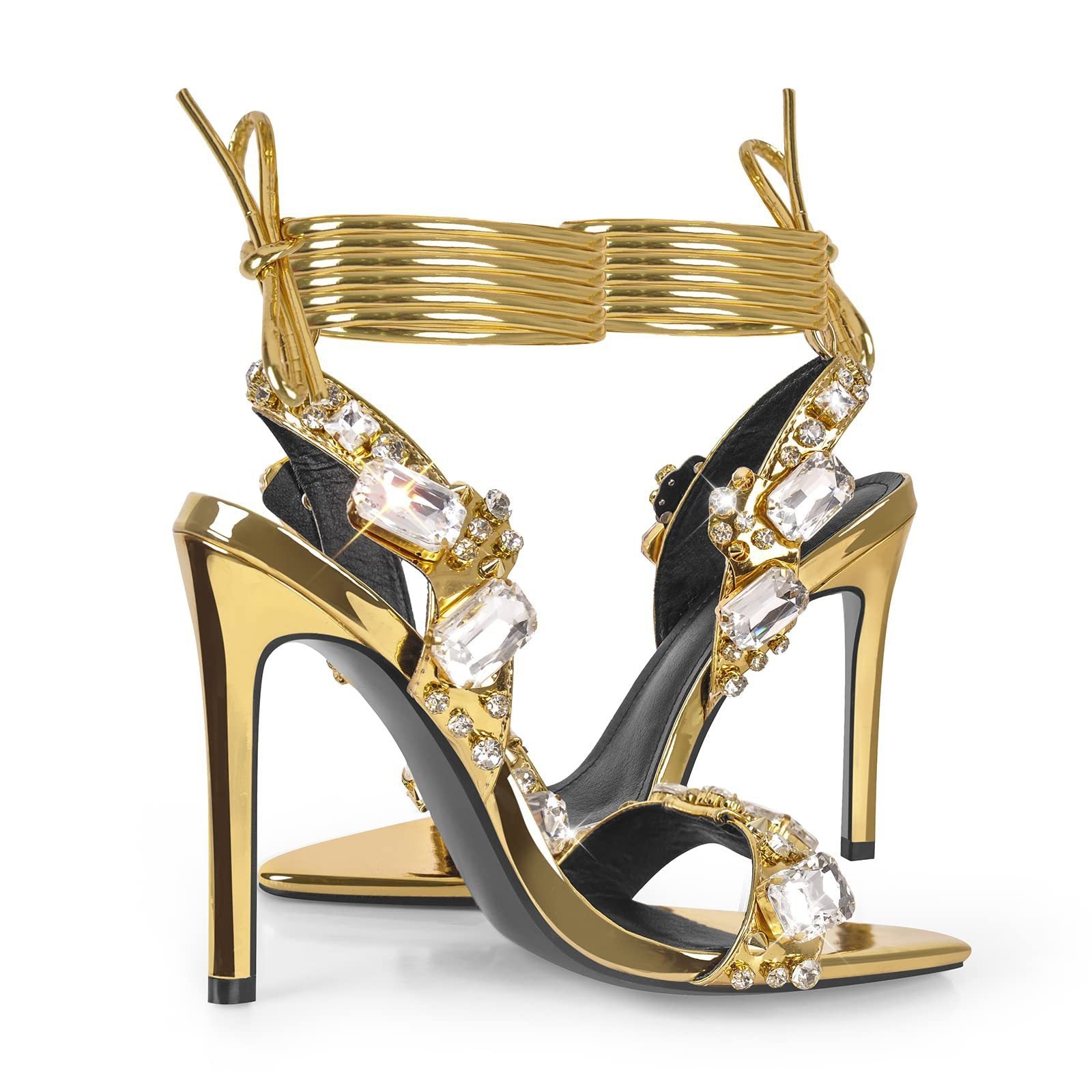 Fashi Glow Women's Rivet Rhinestone Stiletto Heels  Glamorous High Heels for Parties, Weddings