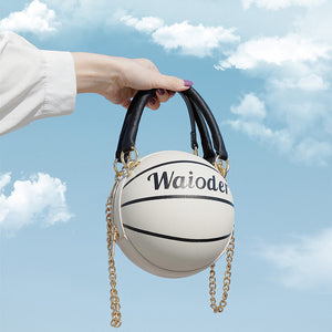 Fashi Glow Basketball Shape Handbag Women’s PU Leather Crossbody Purse