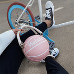 Fashi Glow Basketball Shape Handbag Women’s PU Leather Crossbody Purse