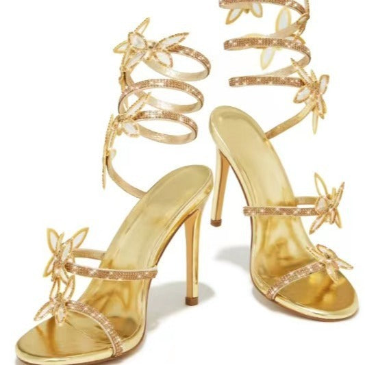 Fashi Glow Sexy Lace-Up Heels for Women, Sparkling Statement Shoes for Parties & Events