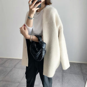 Fashi Glow Single Breasted Cardigan  Women’s Solid