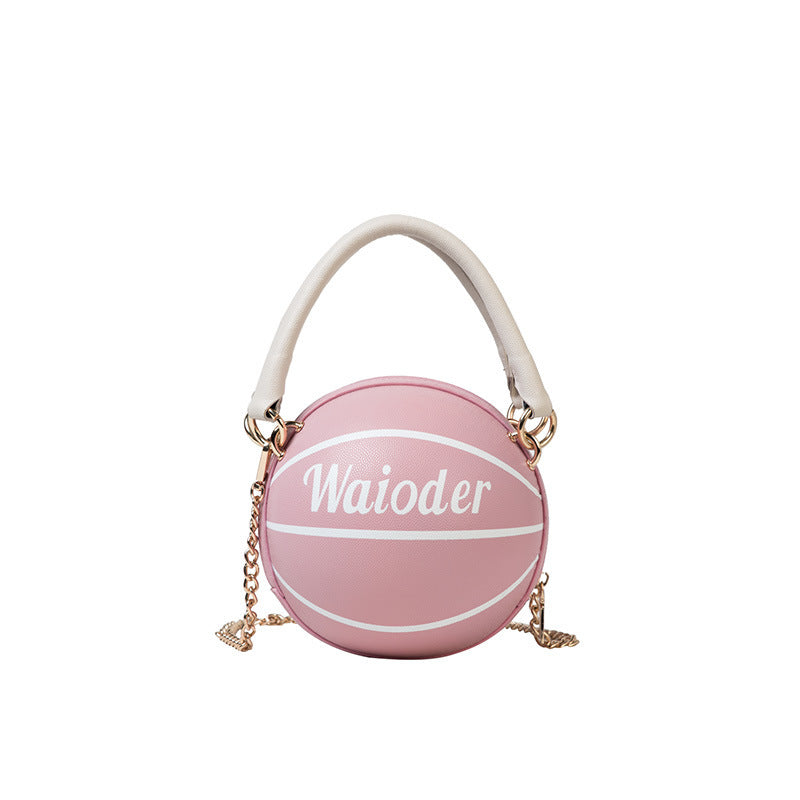 Fashi Glow Basketball Shape Handbag Women’s PU Leather Crossbody Purse