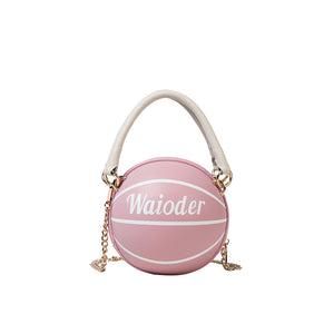 Fashi Glow Basketball Shape Handbag Women’s PU Leather Crossbody Purse