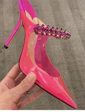 Fashi Glow Rhinestone Transparent Stiletto Heels Crystal-Clear Glamour for Parties