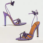 Fashi Glow Butterfly Pointed,Toe Stiletto Sandals  Elegant 3D Winged Heels for Weddings