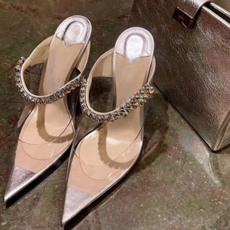 Fashi Glow Rhinestone Transparent Stiletto Heels Crystal-Clear Glamour for Parties