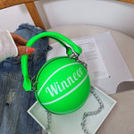 Fashi Glow Basketball Shape Handbag Women’s PU Leather Crossbody Purse