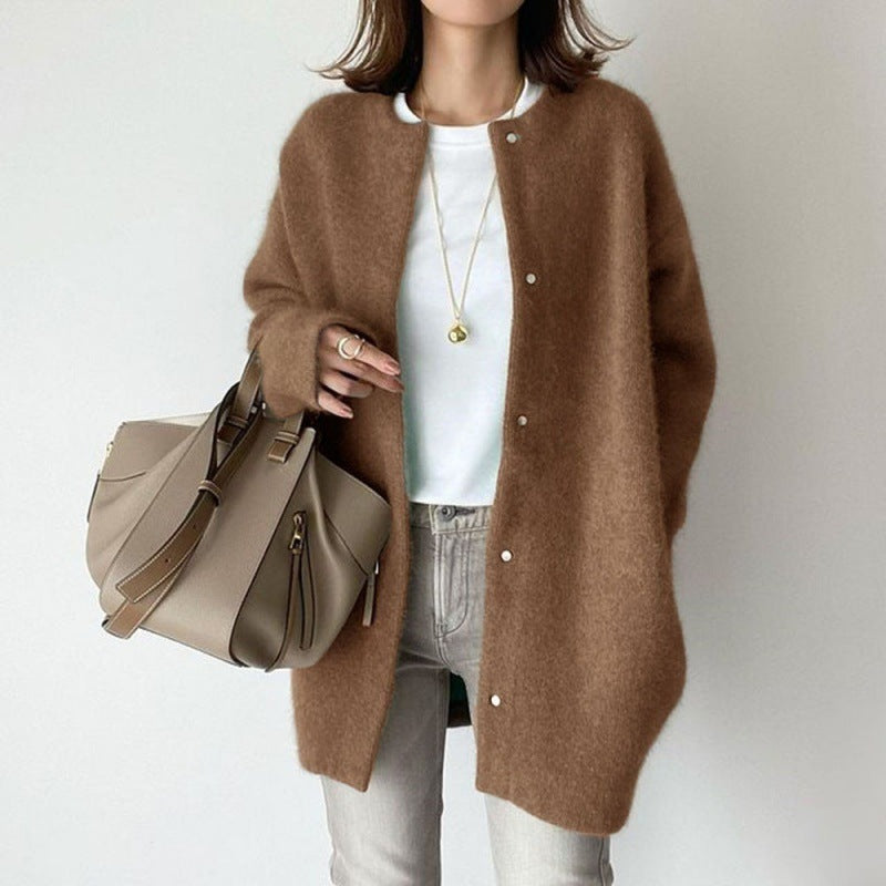Fashi Glow Single Breasted Cardigan  Women’s Solid