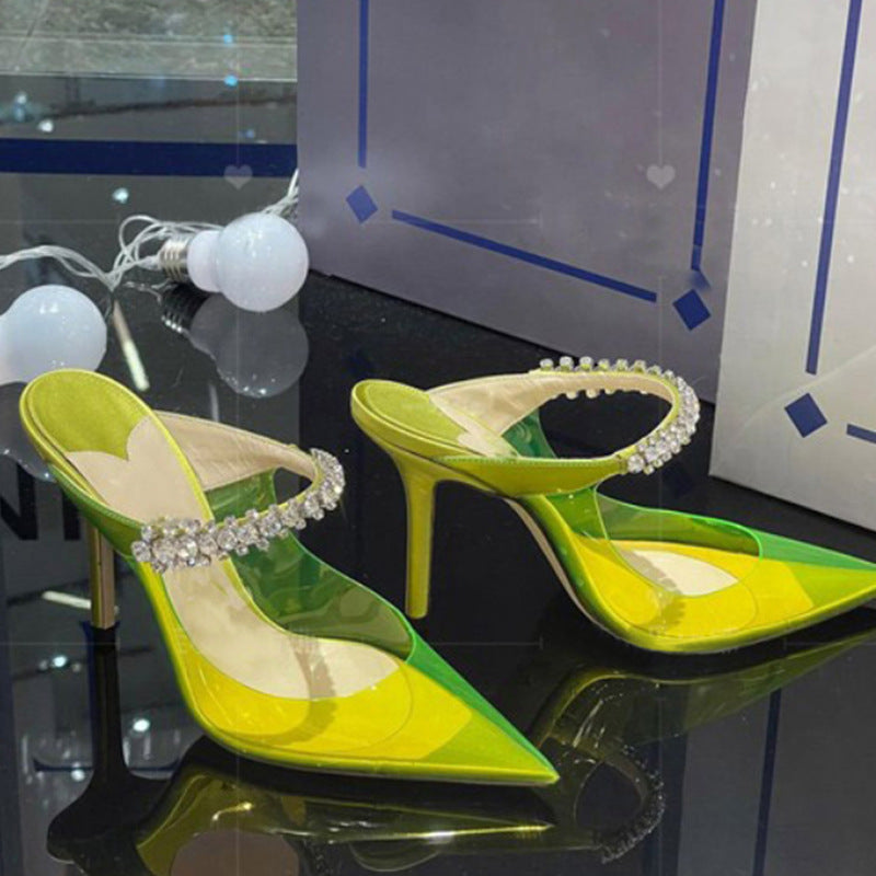 Fashi Glow Rhinestone Transparent Stiletto Heels Crystal-Clear Glamour for Parties