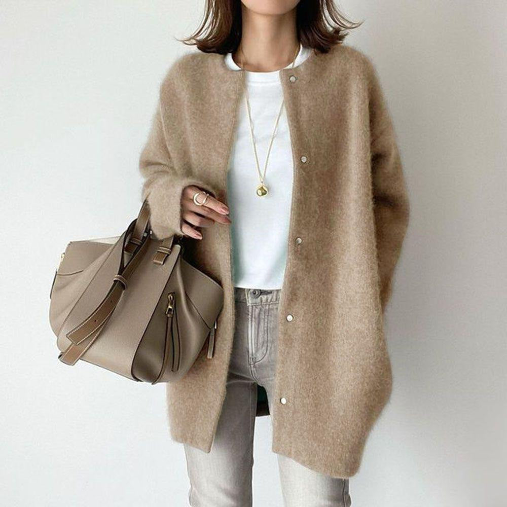 Fashi Glow Single Breasted Cardigan  Women’s Solid
