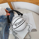 Fashi Glow Basketball Shape Handbag Women’s PU Leather Crossbody Purse